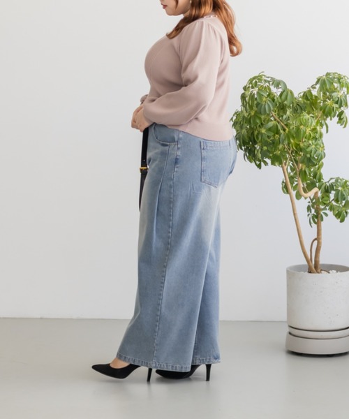 CLETTE(クレット)の「CLETTEオリジナルパールネック長袖リブニット(ニット/セーター・レディース・ピンク/ブラック/オフホワイト・4L/3L/LL)」の15枚目の写真
