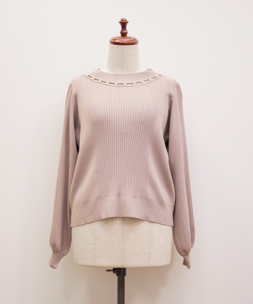 CLETTE(クレット)の「CLETTEオリジナルパールネック長袖リブニット(ニット/セーター・レディース・ピンク/ブラック/オフホワイト・4L/3L/LL)」の17枚目の写真