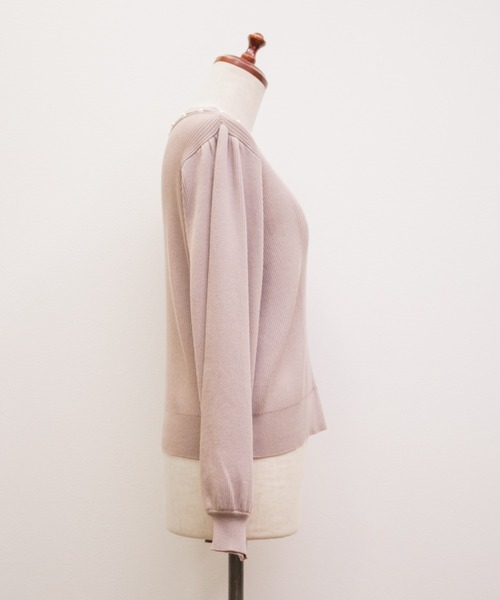 CLETTE(クレット)の「CLETTEオリジナルパールネック長袖リブニット(ニット/セーター・レディース・ピンク/ブラック/オフホワイト・4L/3L/LL)」の18枚目の写真