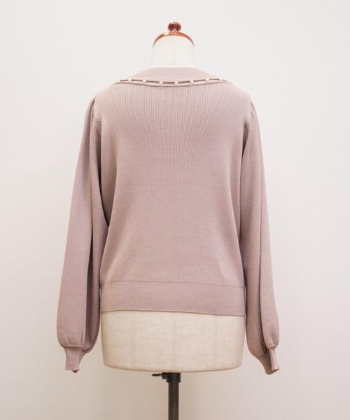 CLETTE(クレット)の「CLETTEオリジナルパールネック長袖リブニット(ニット/セーター・レディース・ピンク/ブラック/オフホワイト・4L/3L/LL)」の19枚目の写真