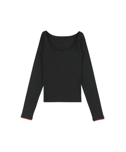 ALEXIA STAM（アリシアスタン）の「Wellness Contrast Cuff Long Sleeve Tee /ウェルネス 配色カフロングスリーブ（Tシャツ/カットソー・レディース・グレー/ブラック・S/M）」の12枚目の写真