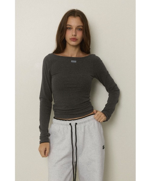 ALEXIA STAM（アリシアスタン）の「Wellness Contrast Cuff Long Sleeve Tee /ウェルネス 配色カフロングスリーブ（Tシャツ/カットソー・レディース・グレー/ブラック・S/M）」の10枚目の写真