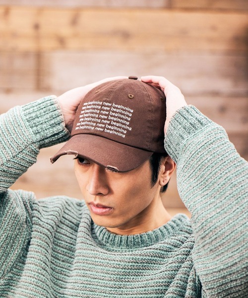 BAYFLOW（ベイフロー）の「ダメージツイルロゴCAP（キャップ・メンズ・ライトブルー/チャコール/オレンジ/ブラウン/ピンク・FREE）」の3枚目の写真