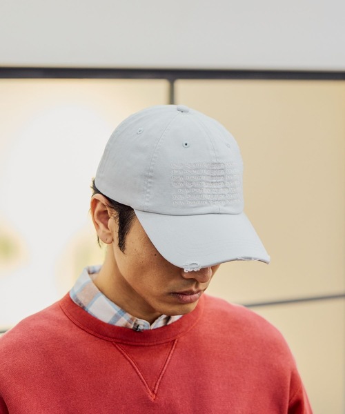 BAYFLOW（ベイフロー）の「ダメージツイルロゴCAP（キャップ・メンズ・ライトブルー/チャコール/オレンジ/ブラウン/ピンク・FREE）」の4枚目の写真