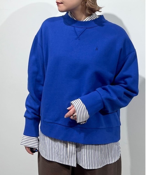 human woman(ヒューマンウーマン)の「◆ロゴ刺繍カラースウェット(スウェット・レディース・ネイビー/ブルー/ライトグリーン/ホワイト系その他・MEDIUM)」の1枚目の写真