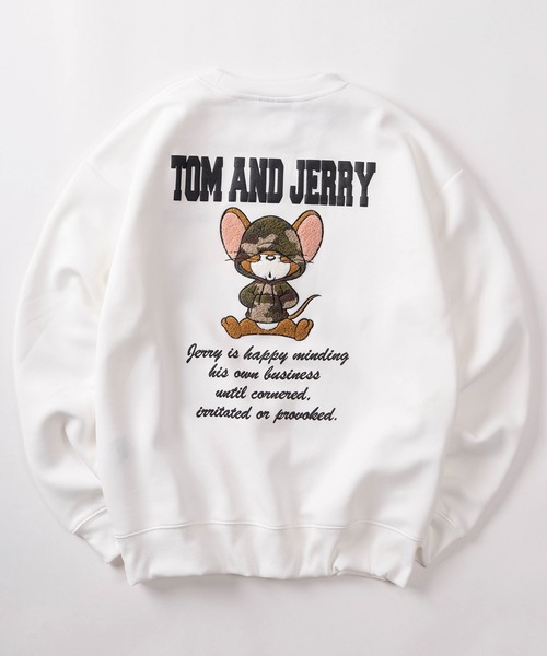 Tom＆Jerry（トムアンドジェリー）の「【71】【TOM＆JERRY/トムとジェリー】リップルダンボール アップリケ サガラ刺繍 スウェット/メンズ/レディース/ユニセックス（スウェット・レディース・ブラック/オフホワイト/ブラック系その他/アッシュグレー/ライトグレー/ブラウン・M/L/XL）」の2枚目の写真