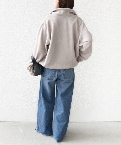 SHIPS（シップス）の「〈洗濯機可能〉フリース 裾 ドロスト ハーフ ジップ プルオーバー（スウェット・レディース・ナチュラル/チャコールグレー/スモークピンク/ライトグリーン・ONE SIZE）」の7枚目の写真