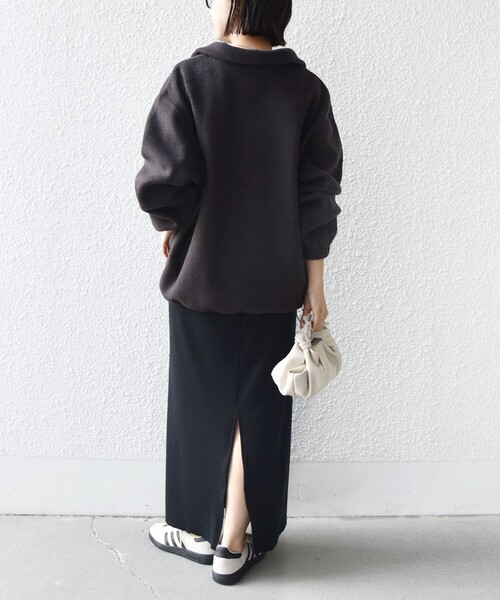 SHIPS（シップス）の「〈洗濯機可能〉フリース 裾 ドロスト ハーフ ジップ プルオーバー（スウェット・レディース・ナチュラル/チャコールグレー/スモークピンク/ライトグリーン・ONE SIZE）」の16枚目の写真