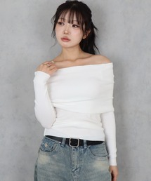 BARELY BLUE（ベアリーブルー）の「【 BARELY BLUE / ベアリーブルー 】2way オフショルダー リブ ニット トップス（ニット/セーター）」