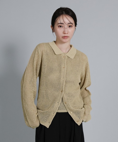 セール】【Et】Mesh Polo Knit Cardigan（カーディガン/ボレロ