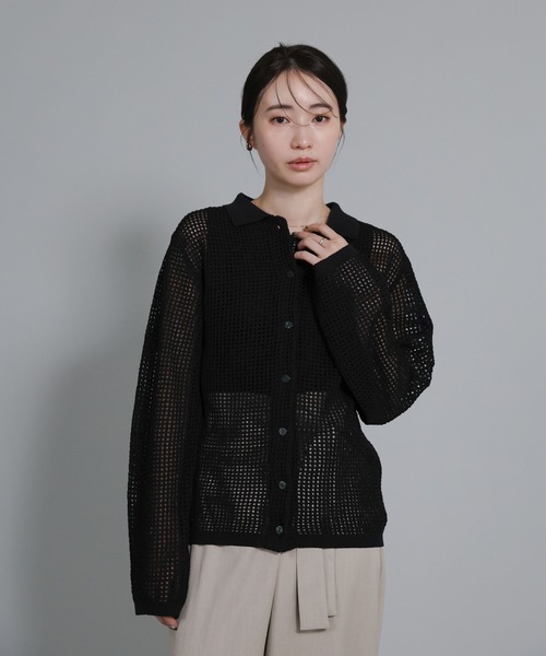 セール】【Et】Mesh Polo Knit Cardigan（カーディガン/ボレロ