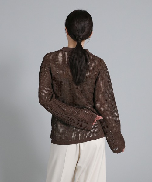 select MOCA Et(セレクトモカエト)の「【Et】Mesh Polo Knit Cardigan(カーディガン/ボレロ・レディース・ブラウン/ベージュ/ブラック・FREE)」の14枚目の写真