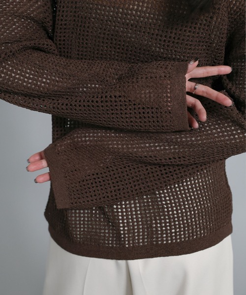 select MOCA Et(セレクトモカエト)の「【Et】Mesh Polo Knit Cardigan(カーディガン/ボレロ・レディース・ブラウン/ベージュ/ブラック・FREE)」の13枚目の写真