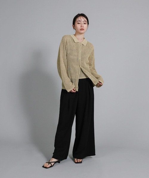 セール】【Et】Mesh Polo Knit Cardigan（カーディガン/ボレロ