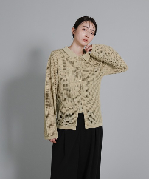 select MOCA Et(セレクトモカエト)の「【Et】Mesh Polo Knit Cardigan(カーディガン/ボレロ・レディース・ブラウン/ベージュ/ブラック・FREE)」の16枚目の写真