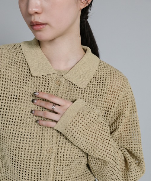 select MOCA Et(セレクトモカエト)の「【Et】Mesh Polo Knit Cardigan(カーディガン/ボレロ・レディース・ブラウン/ベージュ/ブラック・FREE)」の17枚目の写真