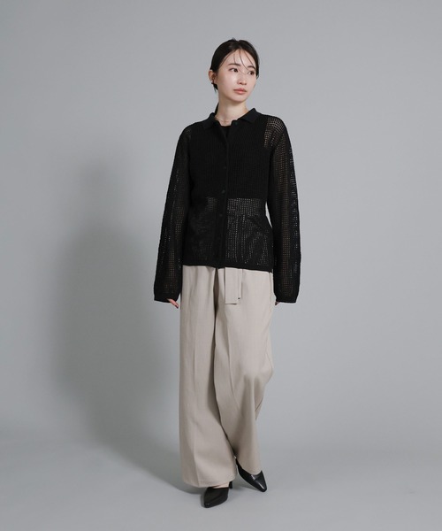 select MOCA Et(セレクトモカエト)の「【Et】Mesh Polo Knit Cardigan(カーディガン/ボレロ・レディース・ブラウン/ベージュ/ブラック・FREE)」の6枚目の写真