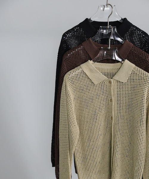 select MOCA Et(セレクトモカエト)の「【Et】Mesh Polo Knit Cardigan(カーディガン/ボレロ・レディース・ブラウン/ベージュ/ブラック・FREE)」の15枚目の写真
