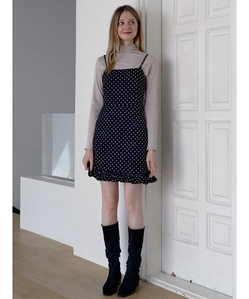 AVANT-G(アバン)の「Frill Mini Dot Sleeveless Dress - NAVY(ワンピース・レディース・その他・FREE)」の1枚目の写真