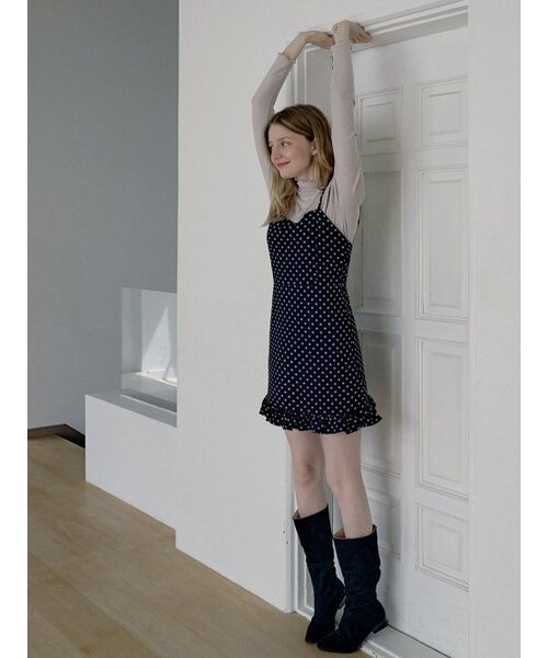 AVANT-G(アバン)の「Frill Mini Dot Sleeveless Dress - NAVY(ワンピース・レディース・その他・FREE)」の3枚目の写真