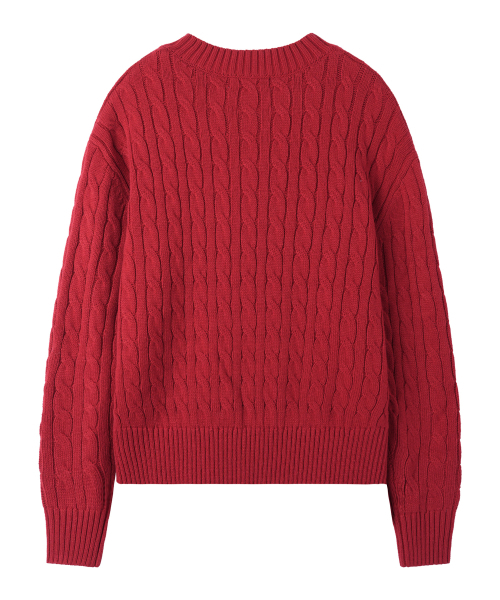 BAKKEN(バッケン)の「ポイントロゴペンダントVネックケーブルニットBK8941_レッド(ニット/セーター・レディース・レッド・FREE)」の3枚目の写真