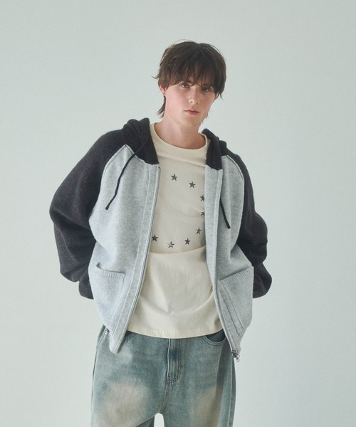 Elanque（エランク）の「knit zipup hoodie /ニットジップアップフーディー（パーカー・メンズ・ネイビー/グレー・LARGE/MEDIUM）」の12枚目の写真