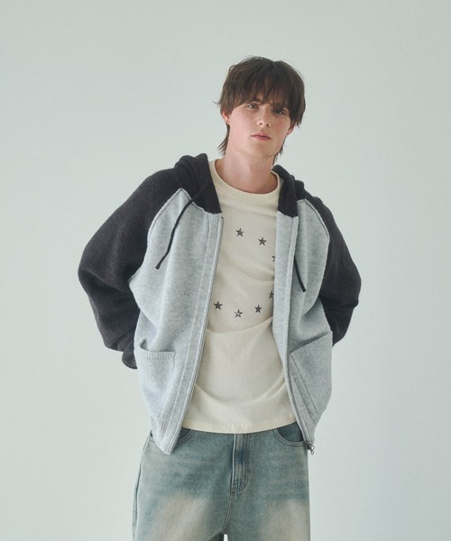 Elanque（エランク）の「knit zipup hoodie /ニットジップアップフーディー（パーカー・メンズ・ネイビー/グレー・LARGE/MEDIUM）」の15枚目の写真