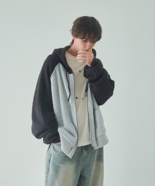 Elanque（エランク）の「knit zipup hoodie /ニットジップアップフーディー（パーカー・メンズ・ネイビー/グレー・LARGE/MEDIUM）」の20枚目の写真