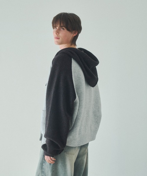 Elanque（エランク）の「knit zipup hoodie /ニットジップアップフーディー（パーカー・メンズ・ネイビー/グレー・LARGE/MEDIUM）」の21枚目の写真