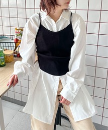 【2点セットアイテム】ニットビスチェ シャツSET