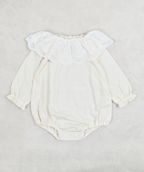 LaStella（ラステラ）の「スカラップカラーバルーンボディシャツ（ロンパース・キッズ・オフホワイト/イエロー・70/80）」の2枚目の写真