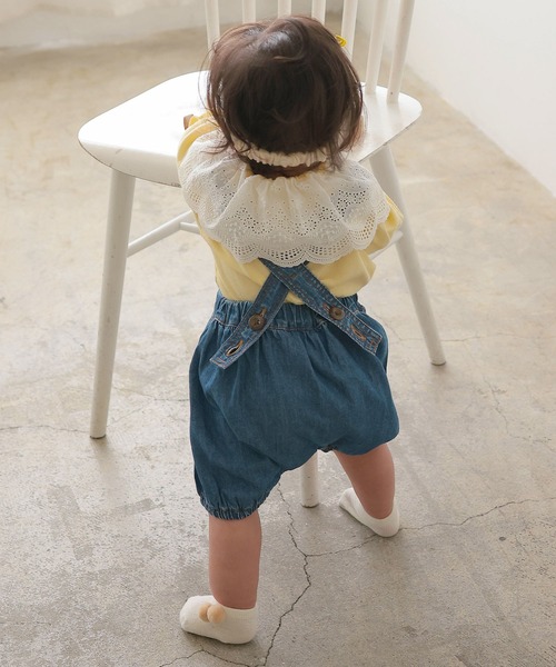 LaStella（ラステラ）の「スカラップカラーバルーンボディシャツ（ロンパース・キッズ・オフホワイト/イエロー・70/80）」の9枚目の写真