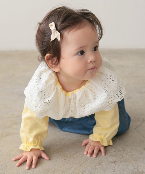 LaStella（ラステラ）の「スカラップカラーバルーンボディシャツ（ロンパース・キッズ・オフホワイト/イエロー・70/80）」の10枚目の写真
