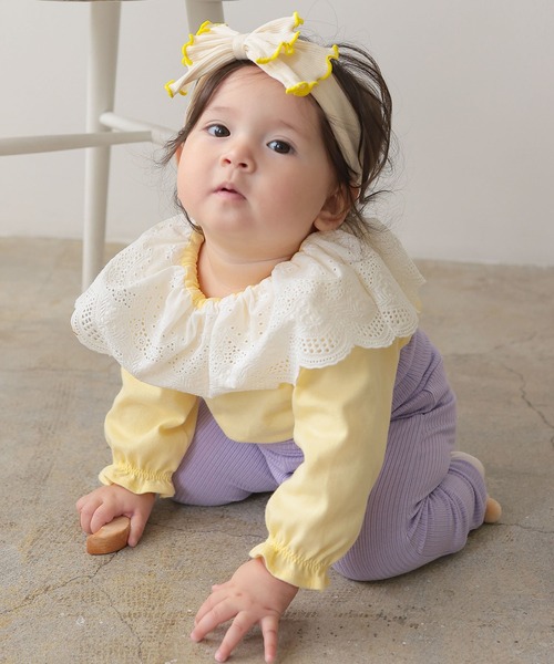 LaStella（ラステラ）の「スカラップカラーバルーンボディシャツ（ロンパース・キッズ・オフホワイト/イエロー・70/80）」の5枚目の写真