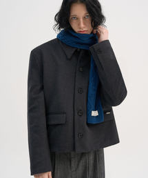 [F/W]カスタムウールカラー隠しスナップブレザー_チャコール