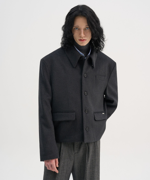 TRIP LE SENS（トリップ ル センス）の「[F/W]カスタムウールカラー隠しスナップブレザー_チャコール（テーラードジャケット・メンズ・チャコール・M/L）」の12枚目の写真