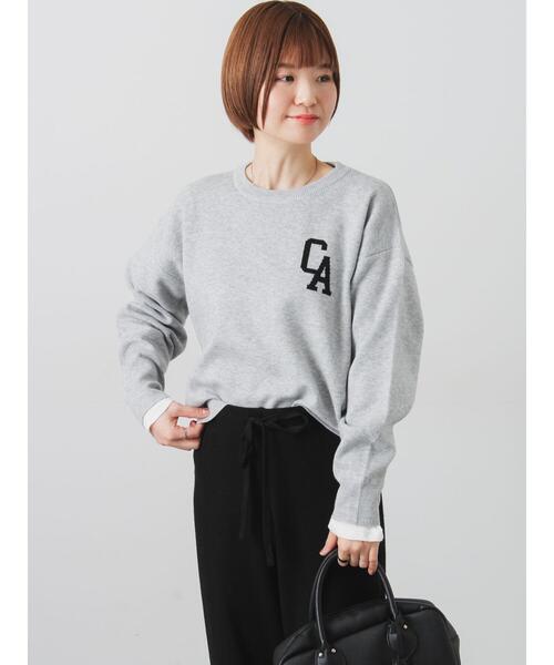 Lugnoncure（ルノンキュール）の「ロゴアソートジャカードニット（ニット/セーター・レディース・イエロー/ネイビー/グレー/オフホワイト・F）」の3枚目の写真