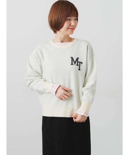 Lugnoncure（ルノンキュール）の「ロゴアソートジャカードニット（ニット/セーター・レディース・イエロー/ネイビー/グレー/オフホワイト・F）」の2枚目の写真