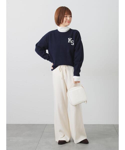 Lugnoncure（ルノンキュール）の「ロゴアソートジャカードニット（ニット/セーター・レディース・イエロー/ネイビー/グレー/オフホワイト・F）」の6枚目の写真