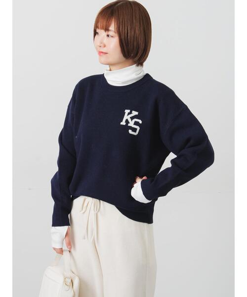 Lugnoncure（ルノンキュール）の「ロゴアソートジャカードニット（ニット/セーター・レディース・イエロー/ネイビー/グレー/オフホワイト・F）」の7枚目の写真