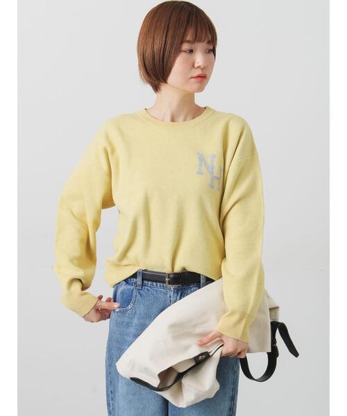 Lugnoncure（ルノンキュール）の「ロゴアソートジャカードニット（ニット/セーター・レディース・イエロー/ネイビー/グレー/オフホワイト・F）」の16枚目の写真