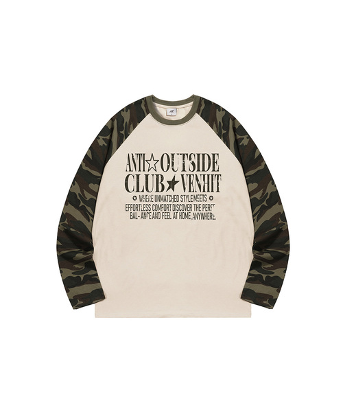 VENHIT(ベンヒット)の「アウトサイドクラブ カモ レグラン ロングスリーブ(Tシャツ/カットソー・レディース・ブラック/アイボリー・MEDIUM/LARGE/X-LARGE)」の1枚目の写真