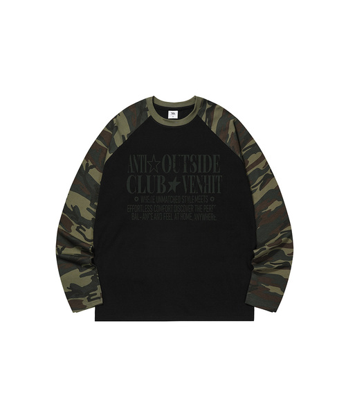 VENHIT(ベンヒット)の「アウトサイドクラブ カモ レグラン ロングスリーブ(Tシャツ/カットソー・レディース・ブラック/アイボリー・MEDIUM/LARGE/X-LARGE)」の2枚目の写真