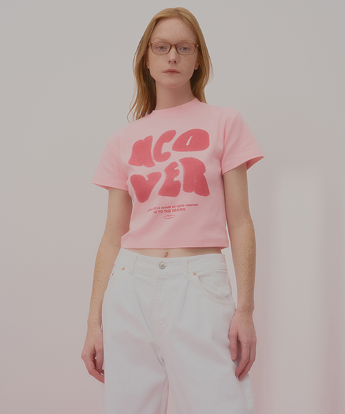 NCOVER(エヌカバー)の「ポインティジロゴクロップ半袖Tシャツピンク(Tシャツ/カットソー・レディース・その他・FREE)」の1枚目の写真