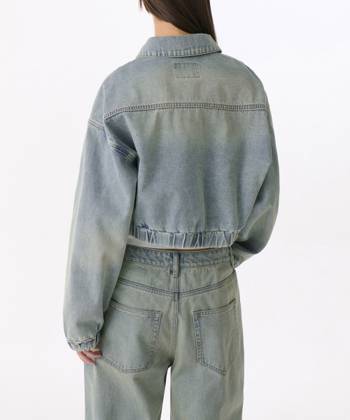 MUSINSA STANDARD WOMAN（ムシンサスタンダードウーマン）の「ウィメンズリラックスドクロップデニムブルゾンジャケット[イエロースカイブルー]（ブルゾン・レディース・その他・S/M/L）」の2枚目の写真