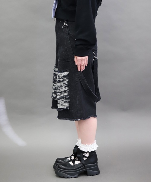 NIBBLE POISON(ニブルポイズン)の「チェックダメージハーフPT(その他パンツ・レディース・ブラック・MEDIUM)」の3枚目の写真