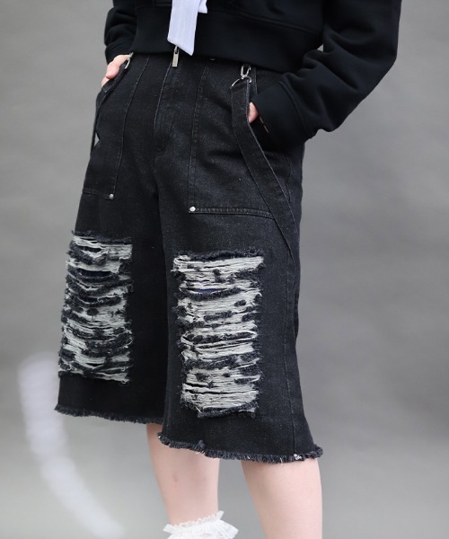 NIBBLE POISON(ニブルポイズン)の「チェックダメージハーフPT(その他パンツ・レディース・ブラック・MEDIUM)」の6枚目の写真