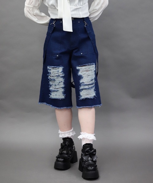 NIBBLE POISON(ニブルポイズン)の「チェックダメージハーフPT(その他パンツ・レディース・ブラック・MEDIUM)」の8枚目の写真