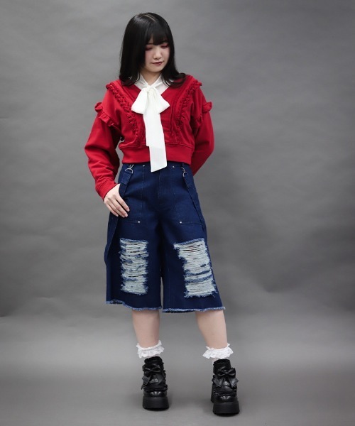 NIBBLE POISON(ニブルポイズン)の「チェックダメージハーフPT(その他パンツ・レディース・ブラック・MEDIUM)」の9枚目の写真