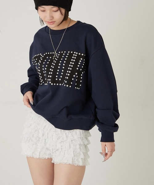 Sourcream（サワークリーム）の「【Sourcream】 SOURスタッズクルースウェット（スウェット・メンズ・ホワイト/ブルー/ネイビー・SMALL/MEDIUM）」の6枚目の写真